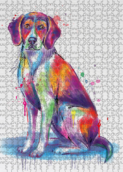 Watercolor American English Foxhound Dog Puzzle with Photo Tin PUZL97336