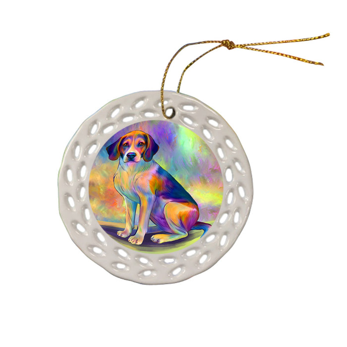 Paradise Wave American English Foxhound Dog Ceramic Doily Ornament DPOR57041