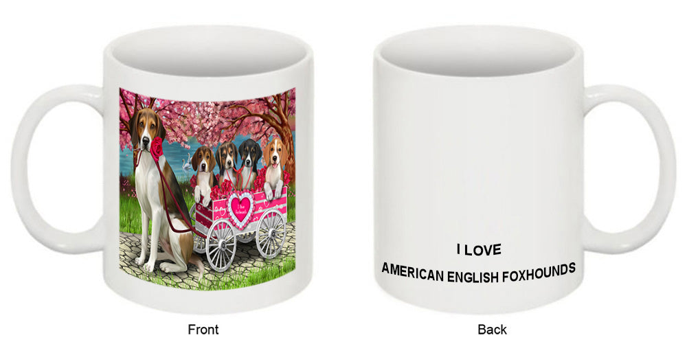 I Love American English Foxhound Dogs in a Cart Coffee Mug MUG52512