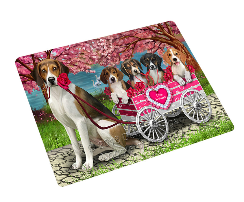 I Love American English Foxhound Dogs in a Cart Small Magnet MAG76239