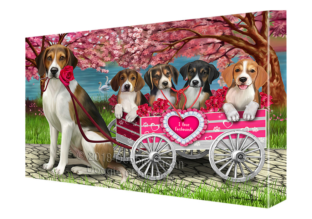I Love American English Foxhound Dogs in a Cart Canvas Print Wall Art Décor CVS136466