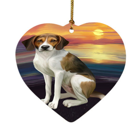 Sunset American English Foxhound Dog Heart Christmas Ornament HPOR58013