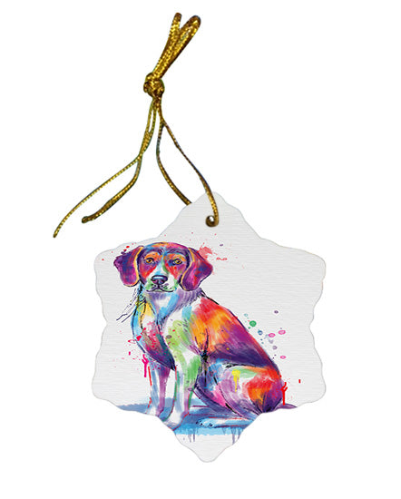Watercolor American English Foxhound Dog Star Porcelain Ornament SPOR57427