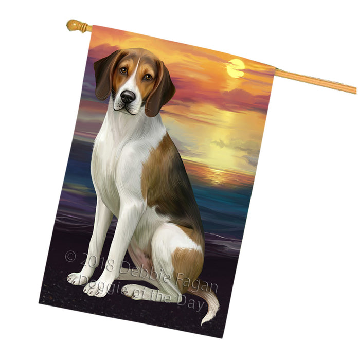 Sunset American English Foxhound Dog House Flag FLG65163