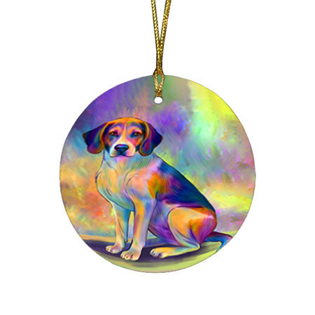 Paradise Wave American English Foxhound Dog Round Flat Christmas Ornament RFPOR57041