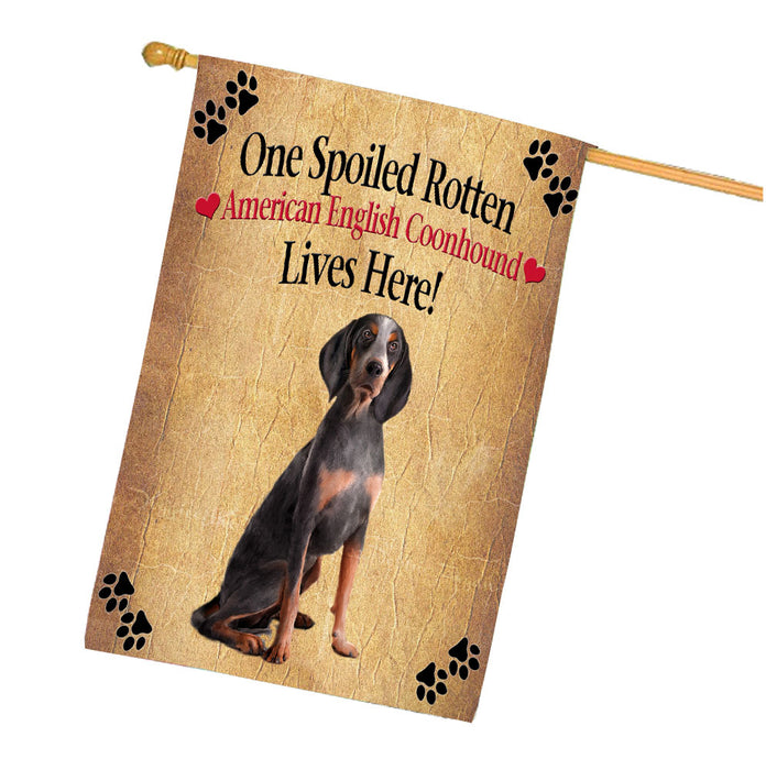 Spoiled Rotten American English Coonhound Dog House Flag Outdoor Decorative Double Sided Pet Portrait Weather Resistant Premium Quality Animal Printed Home Decorative Flags 100% Polyester FLG68110