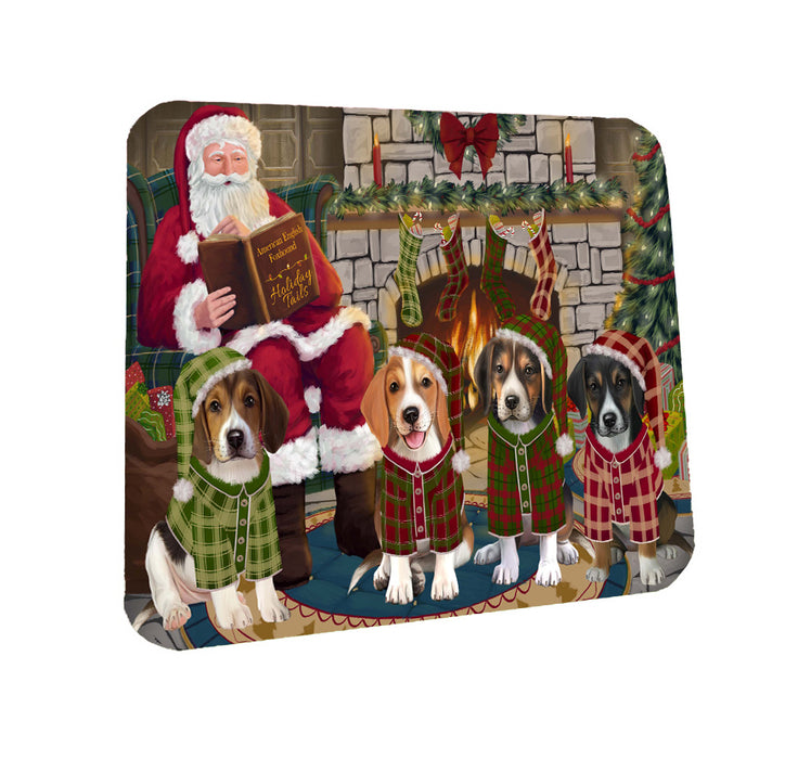 Christmas Cozy Fire Holiday Tails American English Foxhound Dogs Coasters Set of 4 CSTA58401
