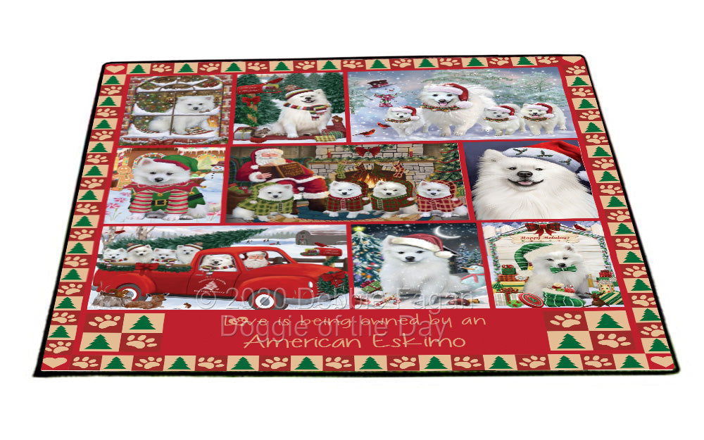 Love is Being Owned Christmas American Eskimo Dogs Floormat FLMS54745