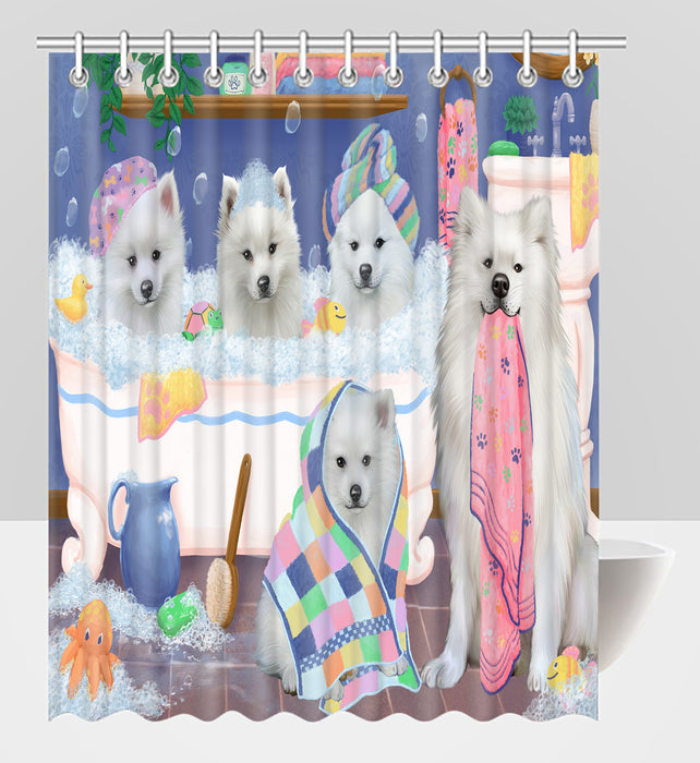 Rub A Dub Dogs In A Tub American Eskimo Dogs Shower Curtain
