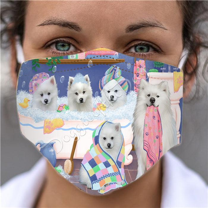 Rub A Dub Dogs In A Tub  American Eskimo Dogs Face Mask FM49466