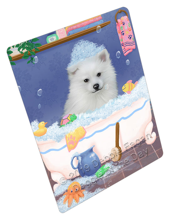 Rub A Dub Dog In A Tub American Eskimo Dog Cutting Board - For Kitchen - Scratch & Stain Resistant - Designed To Stay In Place - Easy To Clean By Hand - Perfect for Chopping Meats, Vegetables