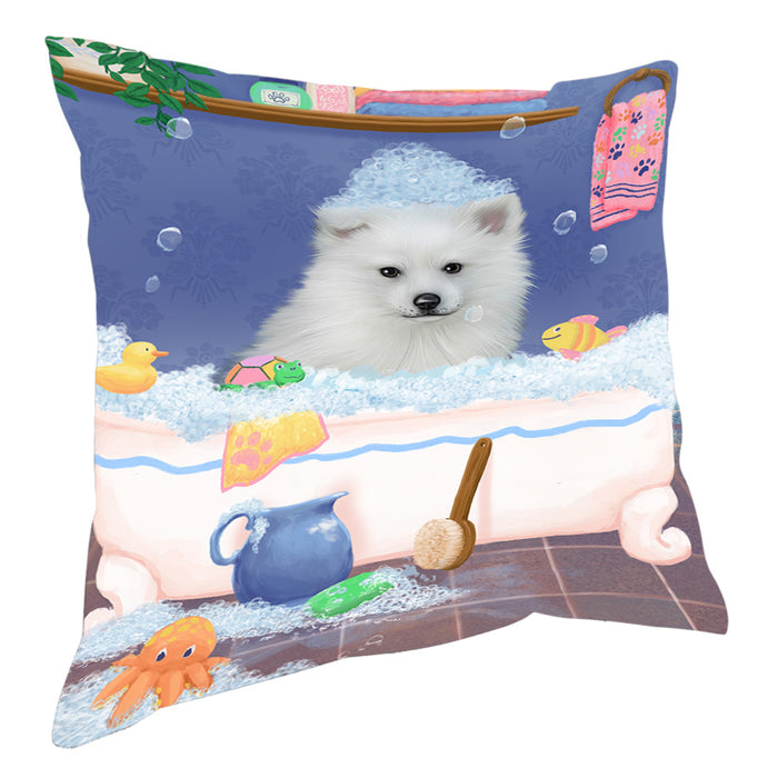 Rub A Dub Dog In A Tub American Eskimo Dog Pillow with Top Quality High-Resolution Images - Ultra Soft Pet Pillows for Sleeping - Reversible & Comfort - Ideal Gift for Dog Lover - Cushion for Sofa Couch Bed - 100% Polyester