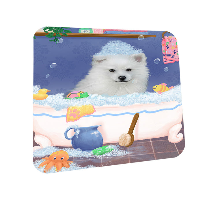 Rub A Dub Dog In A Tub American Eskimo Dog Coasters Set of 4 CST57246