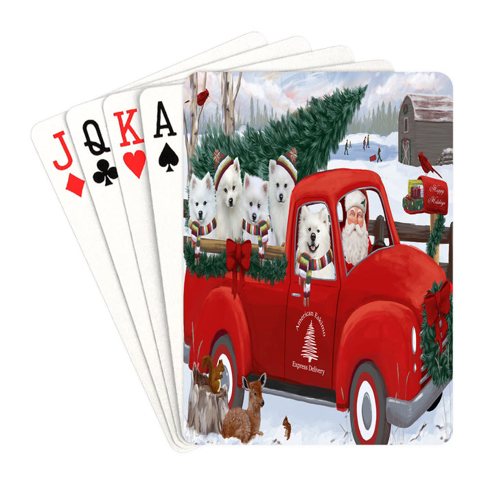 Christmas Santa Express Delivery Red Truck American Eskimo Dogs Playing Card Decks