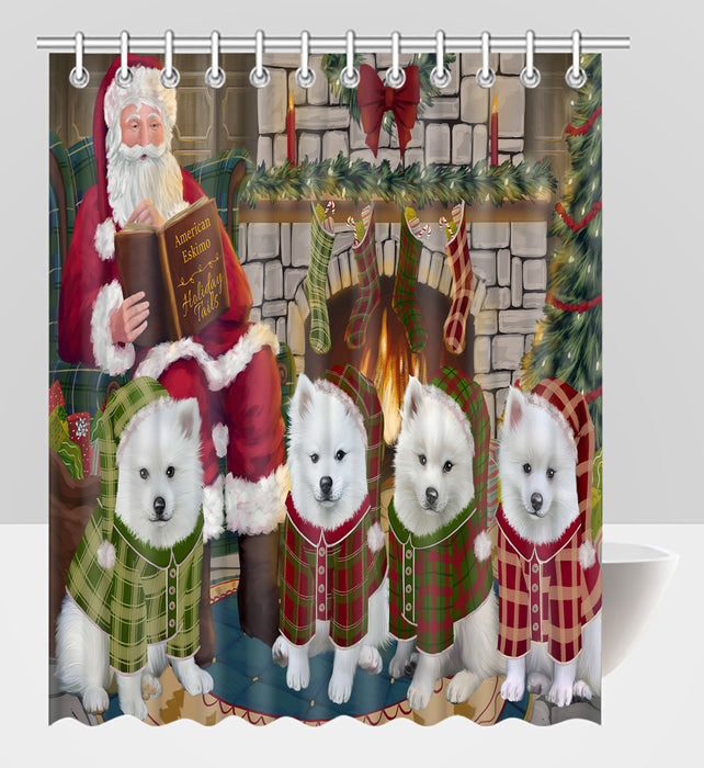 Christmas Cozy Holiday Fire Tails American Eskimo Dogs Shower Curtain