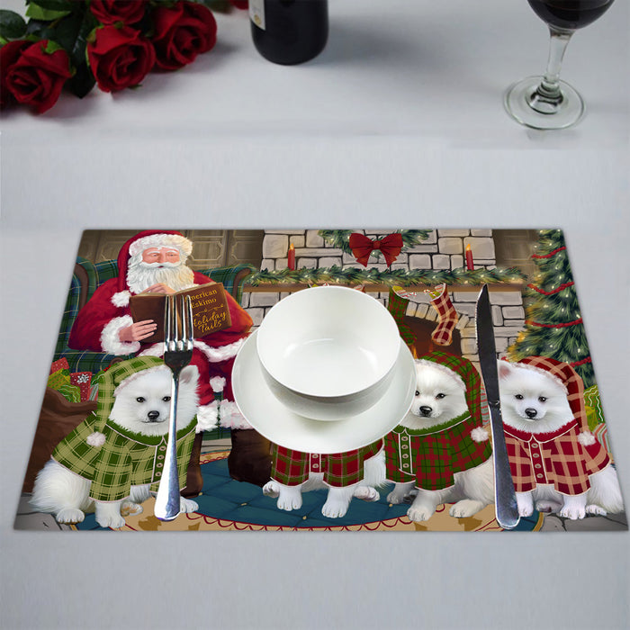 Christmas Cozy Holiday Fire Tails American Eskimo Dogs Placemat
