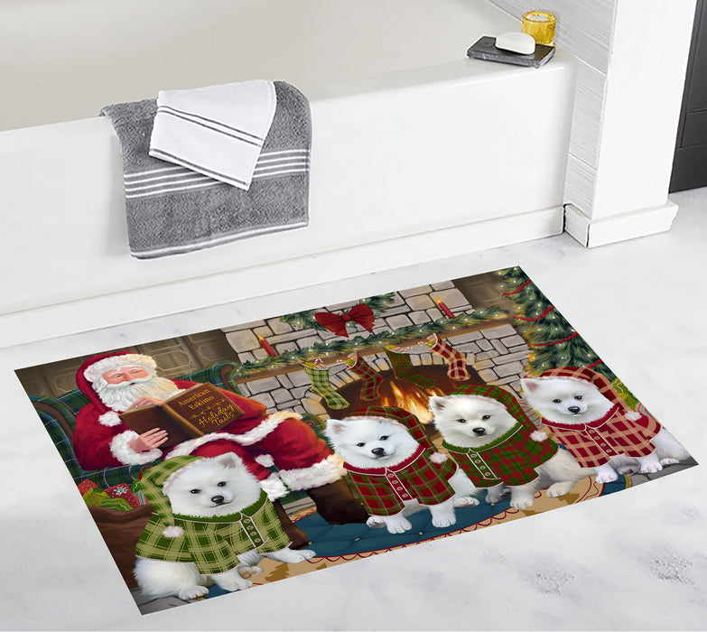 Christmas Cozy Holiday Fire Tails American Eskimo Dogs Bath Mat