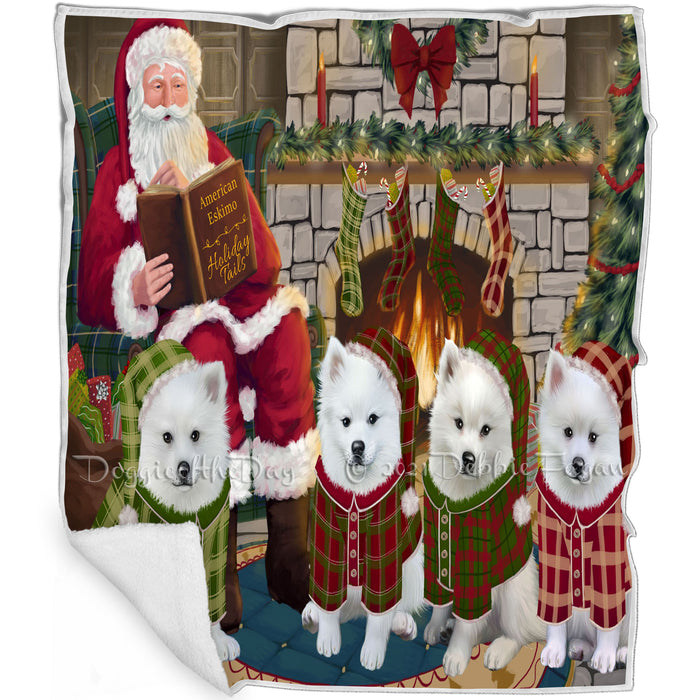 Christmas Cozy Holiday Tails American Eskimos Dog Blanket BLNKT115212