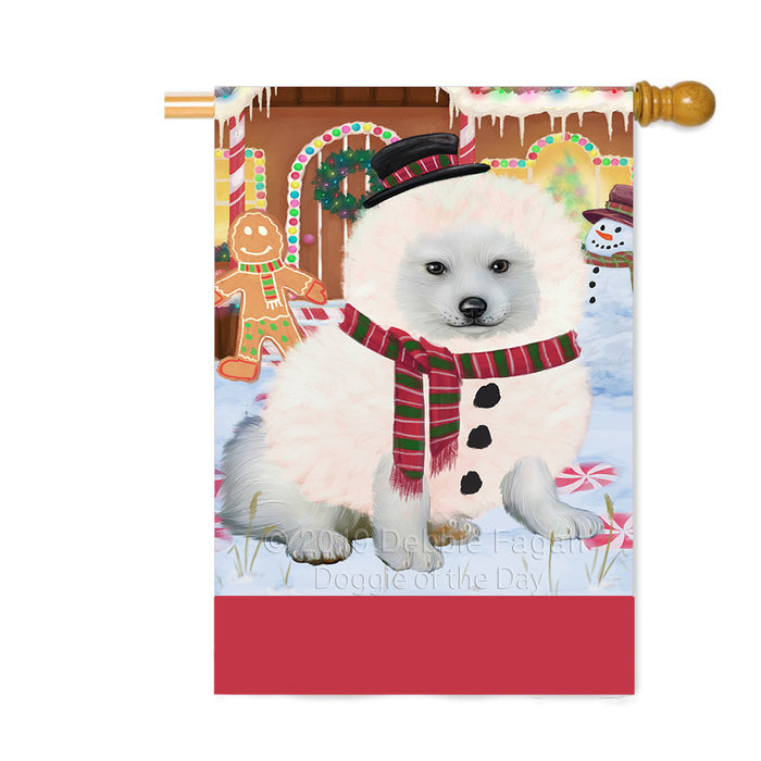 Personalized Gingerbread Candyfest American Eskimo Dog Custom House Flag FLG63678
