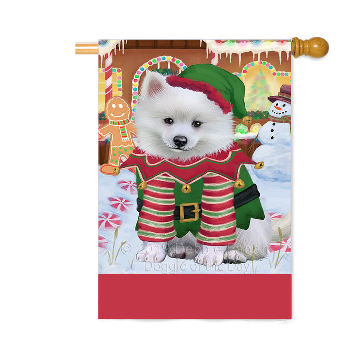 Personalized Gingerbread Candyfest American Eskimo Dog Custom House Flag FLG63680