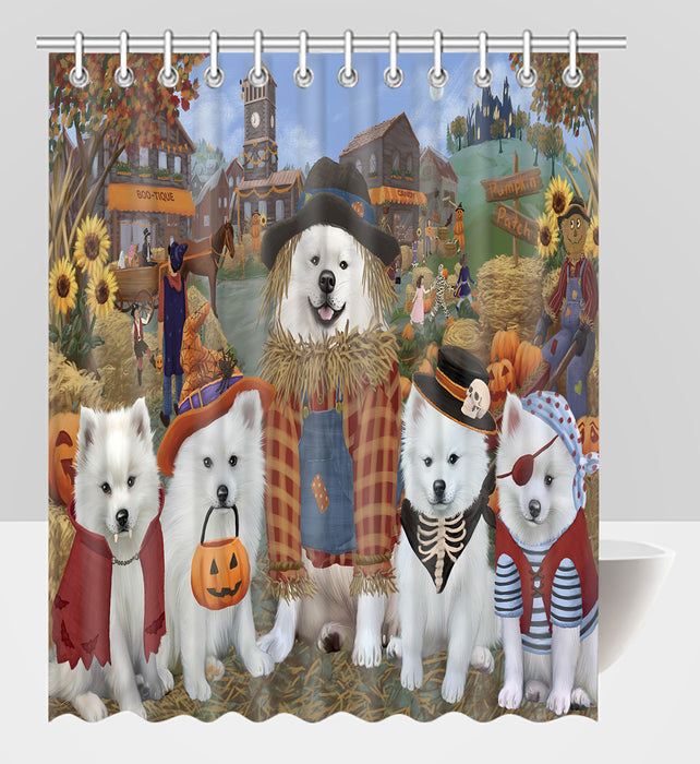 Halloween 'Round Town American Eskimo Dogs Shower Curtain