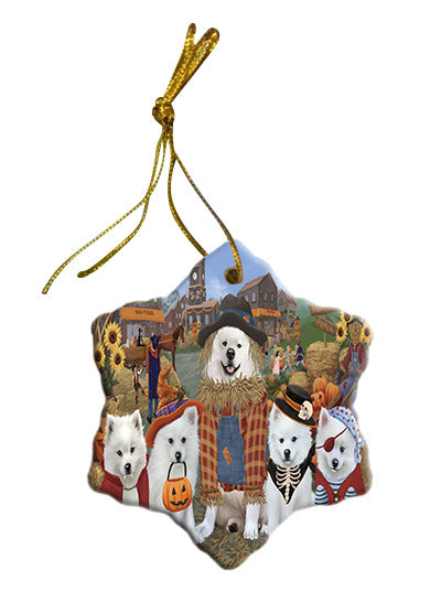 Halloween 'Round Town American Eskimo Dogs Star Porcelain Ornament SPOR57460