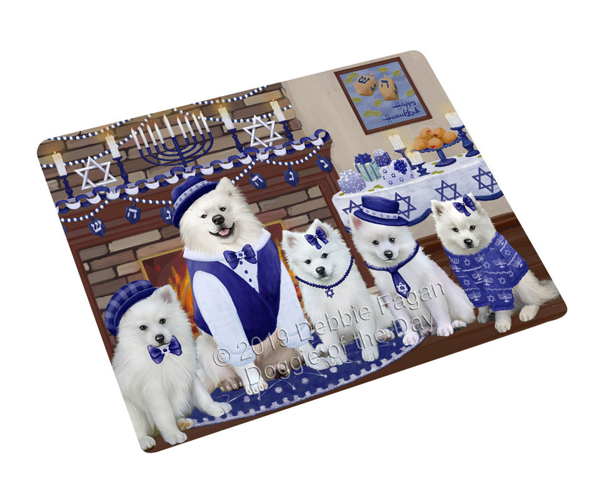 Happy Hanukkah Family and Happy Hanukkah Both American Eskimo Dogs Cutting Board C77545