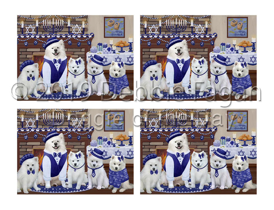 Happy Hanukkah Family American Eskimo Dogs Placemat
