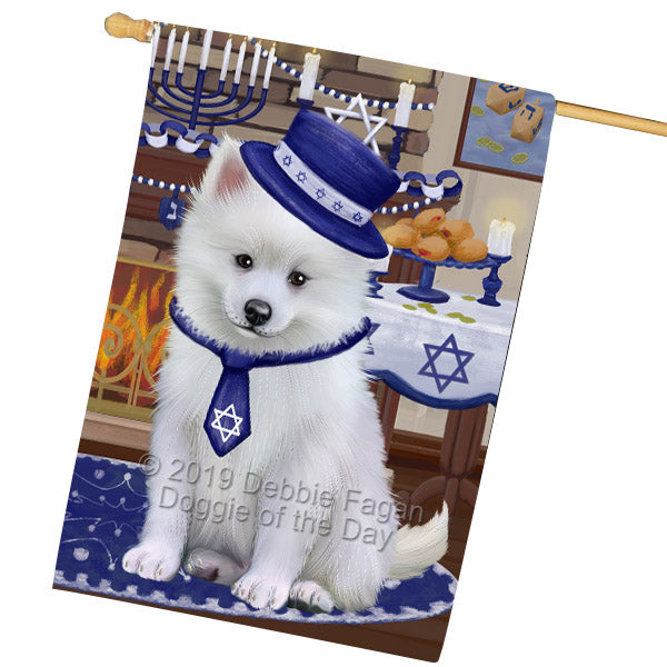 Happy Hanukkah American Eskimo Dog House Flag FLG65850