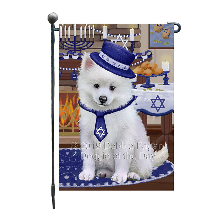 Happy Hanukkah Family and Happy Hanukkah Both American Eskimo Dog Garden Flag GFLG65682