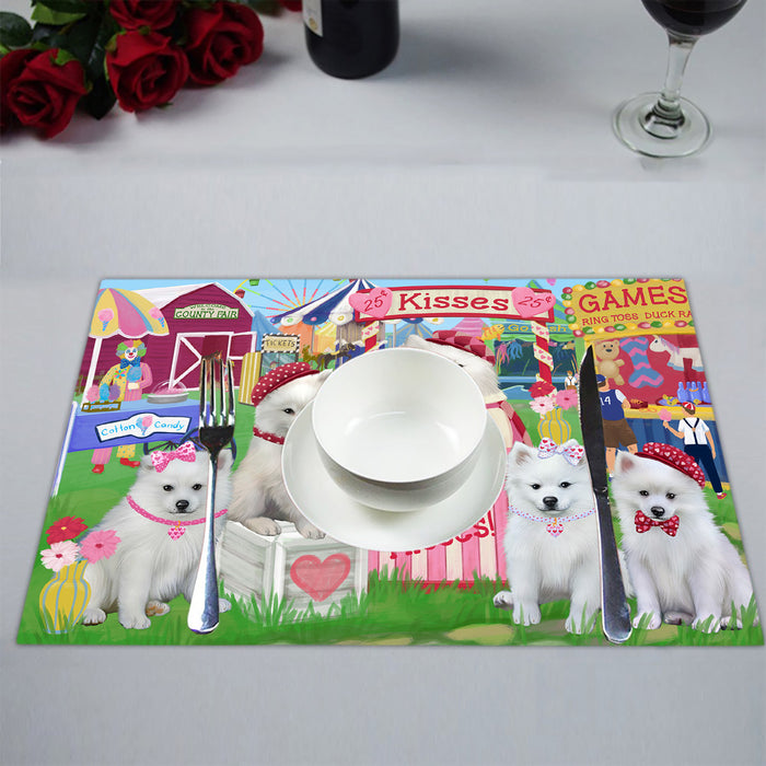Carnival Kissing Booth American Eskimo Dogs Placemat