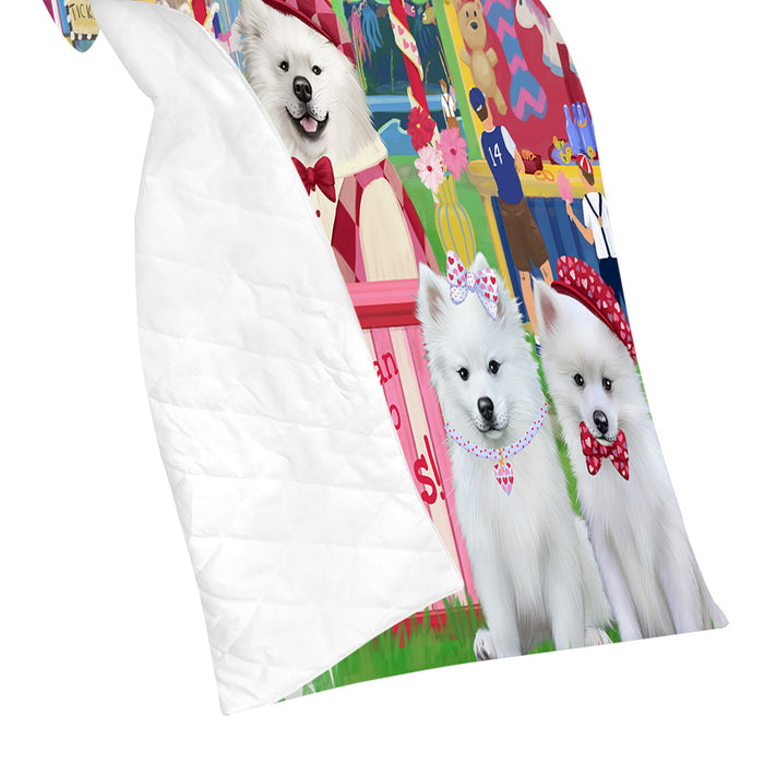 Carnival Kissing Booth American Eskimo Dogs Quilt