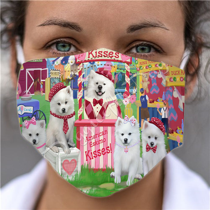 Carnival Kissing Booth American Eskimo Dogs Face Mask FM48007