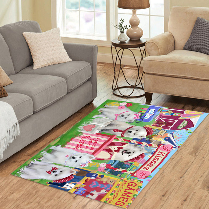 Carnival Kissing Booth American Eskimo Dogs Area Rug