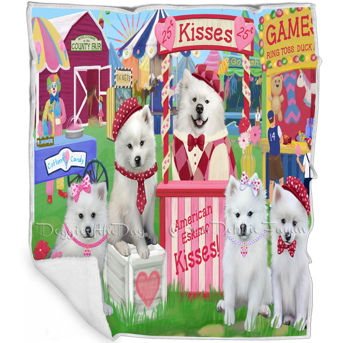 Carnival Kissing Booth American Eskimos Dog Blanket BLNKT121368