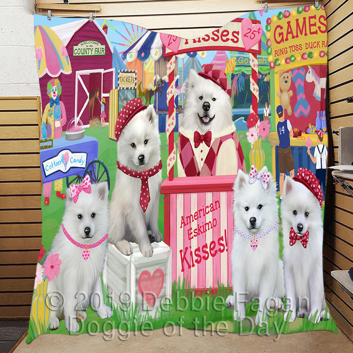Carnival Kissing Booth American Eskimo Dogs Quilt