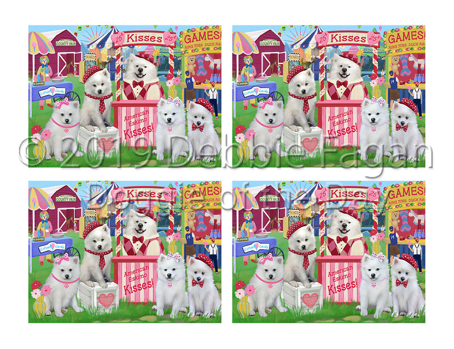 Carnival Kissing Booth American Eskimo Dogs Placemat