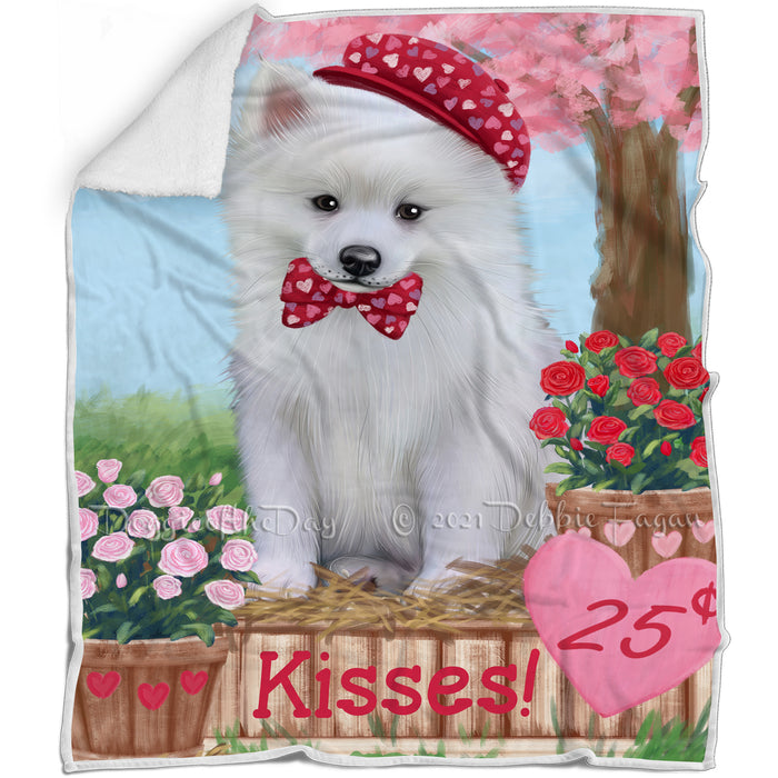Rosie 25 Cent Kisses American Eskimo Dog Blanket BLNKT121521