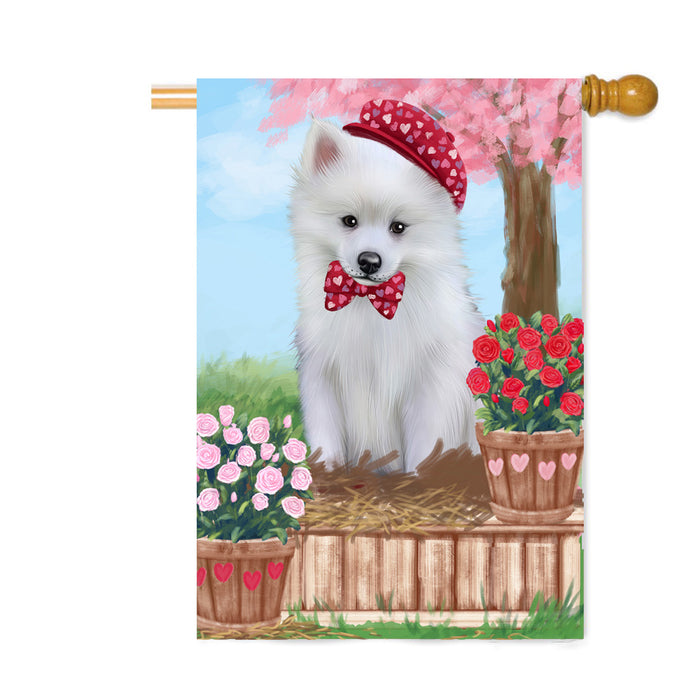 Personalized Rosie 25 Cent Kisses American Eskimo Dog Custom House Flag FLG64767