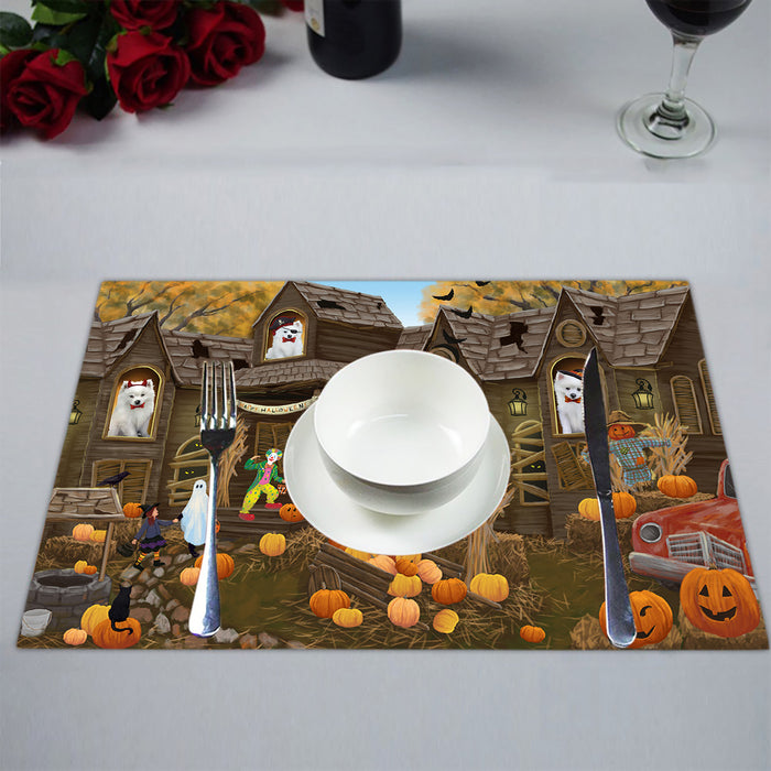 Haunted House Halloween Trick or Treat American Eskimo Dogs Placemat