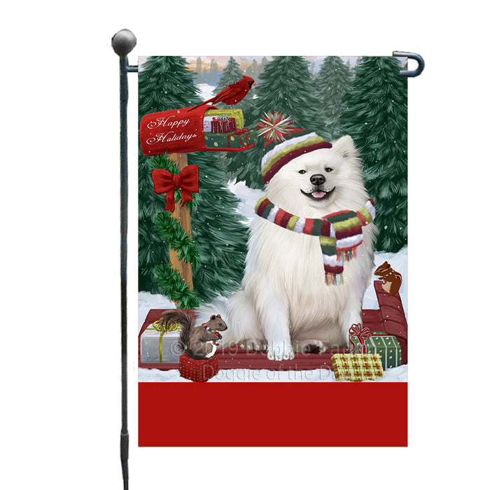 Personalized Merry Christmas Woodland Sled  American Eskimo Dog Custom Garden Flags GFLG-DOTD-A61466
