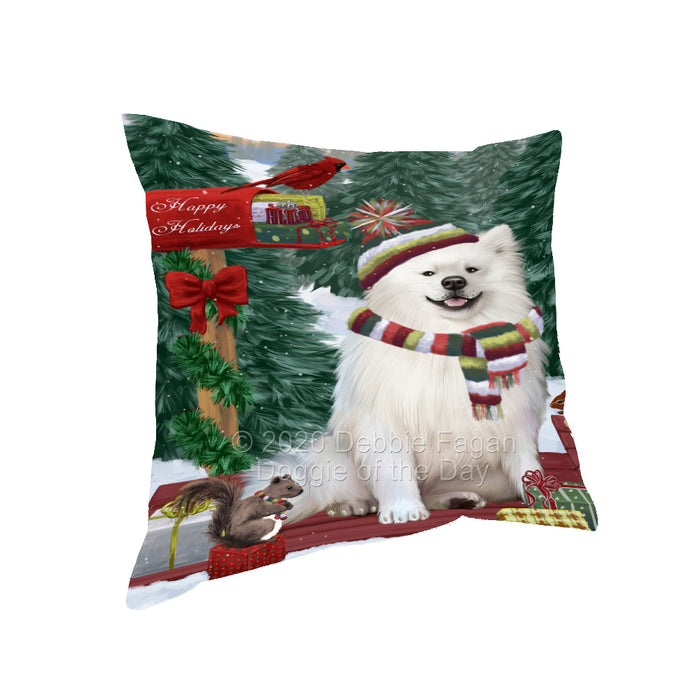 Christmas Woodland Sled American Eskimo Dog Pillow with Top Quality High-Resolution Images - Ultra Soft Pet Pillows for Sleeping - Reversible & Comfort - Ideal Gift for Dog Lover - Cushion for Sofa Couch Bed - 100% Polyester, PILA93457