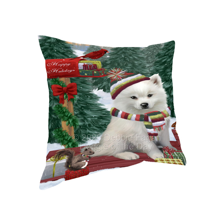 Christmas Woodland Sled American Eskimo Dog Pillow with Top Quality High-Resolution Images - Ultra Soft Pet Pillows for Sleeping - Reversible & Comfort - Ideal Gift for Dog Lover - Cushion for Sofa Couch Bed - 100% Polyester, PILA93460