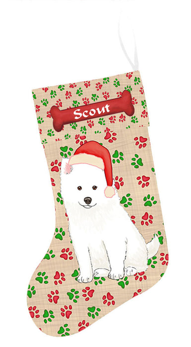 Pet Name Personalized Christmas Paw Print American Eskimo Dogs Stocking