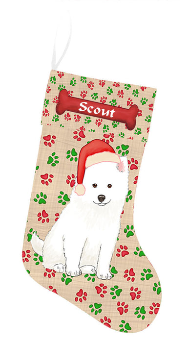 Pet Name Personalized Christmas Paw Print American Eskimo Dogs Stocking