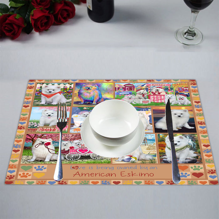 Love is Being Owned American Eskimo Dog Beige Placemat