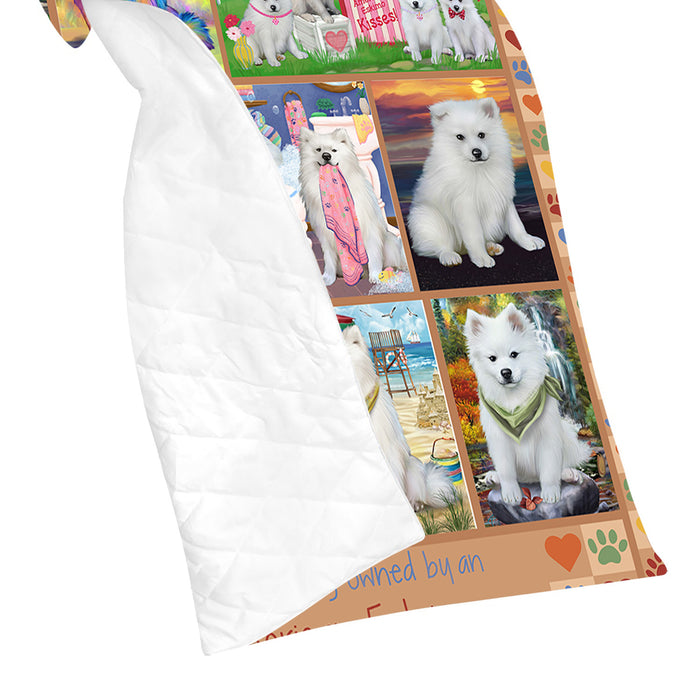 Love is Being Owned American Eskimo Dog Beige Quilt