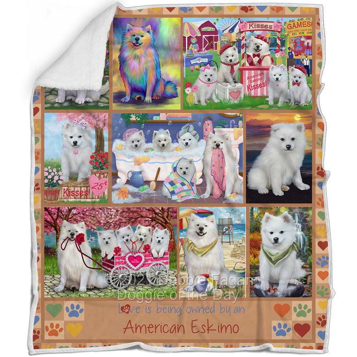 Love is Being Owned American Eskimo Dog Beige Blanket BLNKT136848