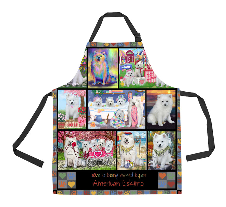Love is Being Owned American Eskimo Dog Grey Apron