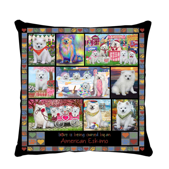 Love is Being Owned American Eskimo Dog Grey Pillow PIL84560